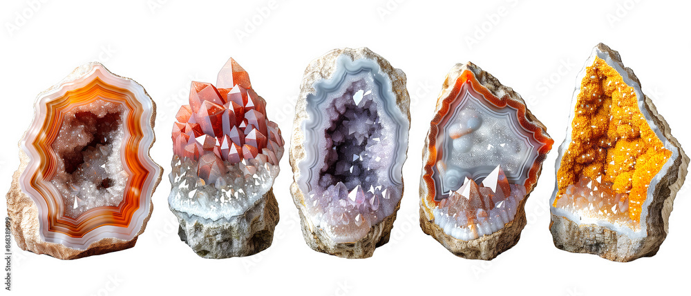 Set of Dendritic Agate Crystals on a transparent background, mineral, gemstone, colorful gradient crystal stone chunks, png file, cut off bg, alpha channel, 300 dpi Set of Dendritic Agate Crystals on a transparent background, mineral, gemstone, colorful gradient crystal stone chunks, png file, cut off bg, alpha channel, 300 dpi