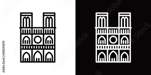 シンプルなノートルダム大聖堂のラインアイコン