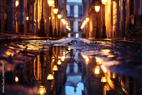 street background with abstract pond water reflecting light from it backgorund 