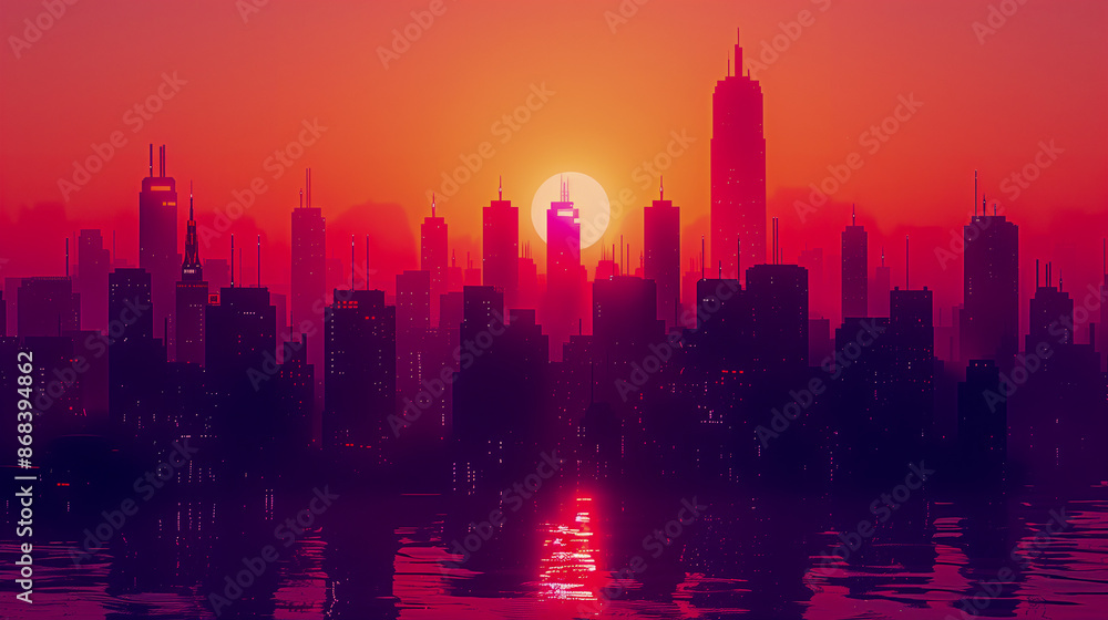 Fototapeta premium Abstract background - City alive at night. Neon metropolis.