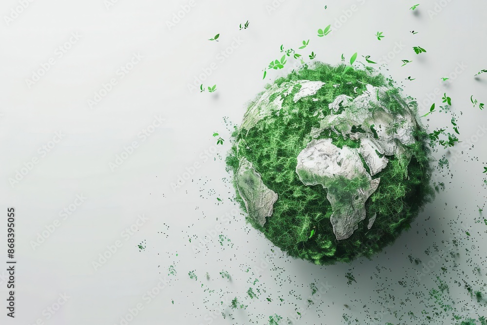 lush green planet earth floating on clean white background earth day concept illustration lush green planet earth floating on clean white background earth day concept illustration