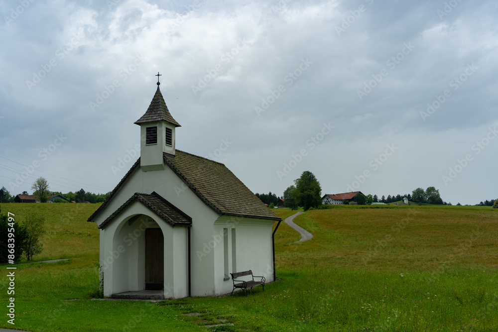 Church on a hill in Bavaria in summer Church on a hill in Bavaria in summer