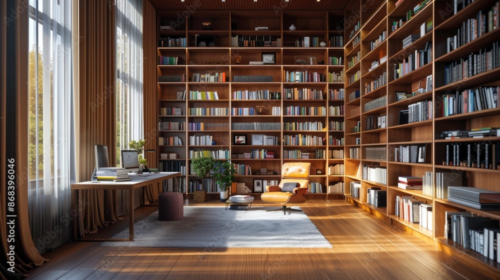 Contemporary Private Office with Bookshelf Contemporary Private Office with Bookshelf