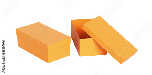 주황색 신발 상자 목업 Orange Shoes Box Mock up photo