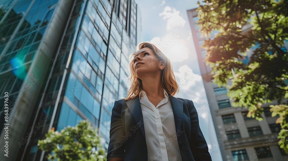Fototapeta premium Professional architect woman standing outdoors. 