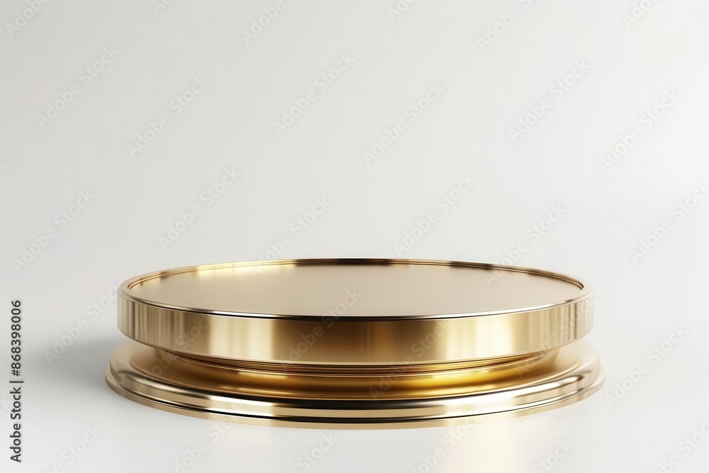 luxurious gold round pedestal display isolated on white 3d rendering luxurious gold round pedestal display isolated on white 3d rendering