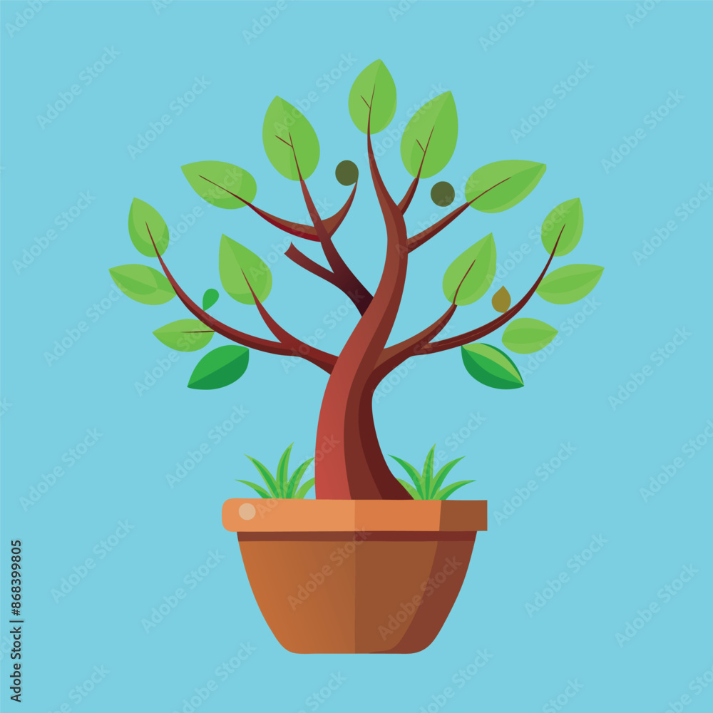 Fototapeta premium free-vector-tree-growing-in-the-pot