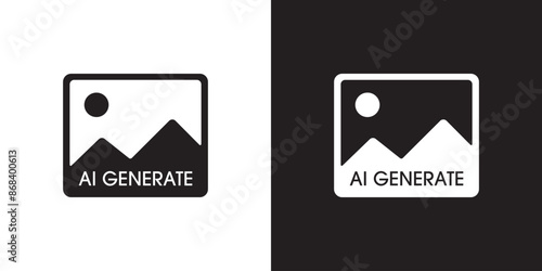 AI generate image icon. Image enhancement, improve quality and generative by Machine learning. AI enters by command prompt to generate ideas. Icon element for apps web. Vector illustration.