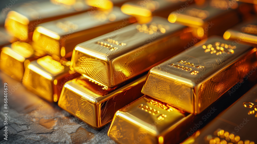Large pile of solid gold bars. Obscene wealth and opulence concept. Large pile of solid gold bars. Obscene wealth and opulence concept.