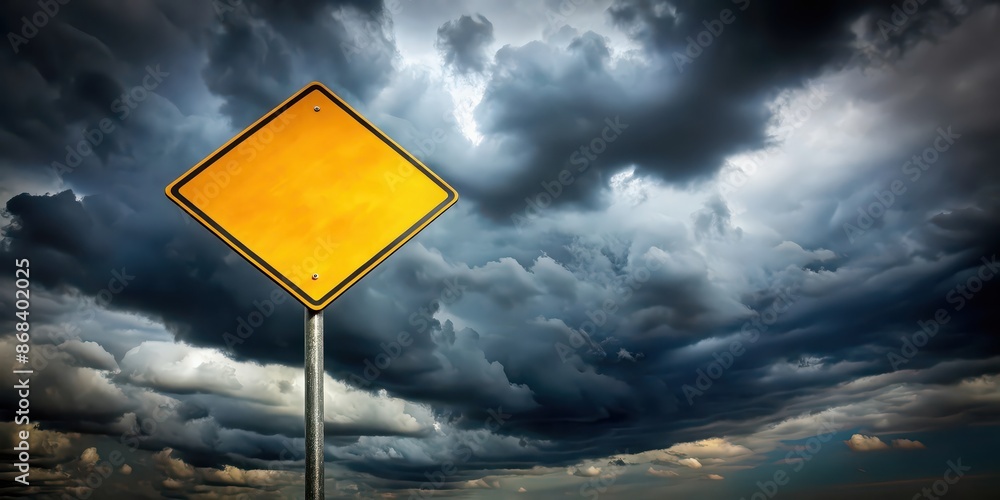 Blank traffic sign set against a dark stormy sky , blank, traffic sign, dark, stormy, sky, weather, warning Blank traffic sign set against a dark stormy sky , blank, traffic sign, dark, stormy, sky, weather, warning
