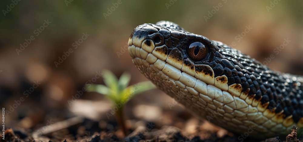 Close up wildlife photography, authentic macro photo of a snake in natural habitat, taken with telephoto lenses, for relaxing animal wallpaper Close up wildlife photography, authentic macro photo of a snake in natural habitat, taken with telephoto lenses, for relaxing animal wallpaper