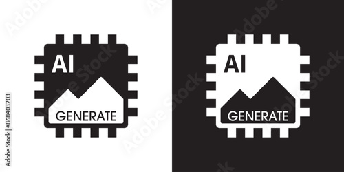 AI generate image icon. Image enhancement, improve quality and generative by Machine learning. AI enters by command prompt to generate ideas. Icon element for apps web. Vector illustration.