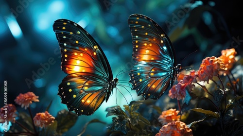 Delicate beauty - butterflies background, serene wallpaper design perfect for banners, posters, greeting cards, featuring vibrant colors, to enhance your creative projects and flyers. © Ruslan Batiuk