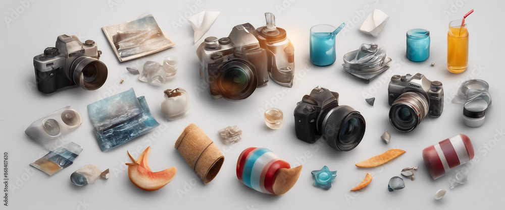 3d summer objects element set on transparent background 3d summer objects element set on transparent background