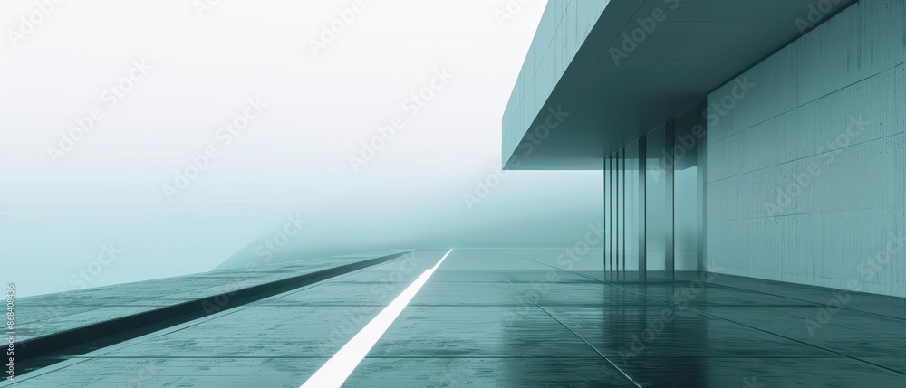 Fototapeta premium A hightech urban landscape with streamlined digital elements and a clean, minimalist design with copy space