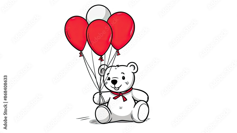 a teddy bear holding balloons against a white background a teddy bear holding balloons against a white background