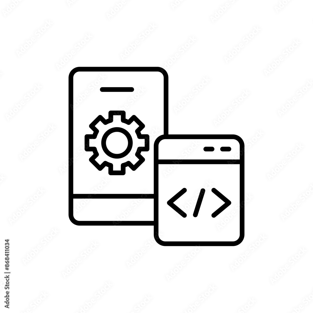 Mobile development outline icons, minimalist vector illustration ,simple transparent graphic element .Isolated on white background Mobile development outline icons, minimalist vector illustration ,simple transparent graphic element .Isolated on white background