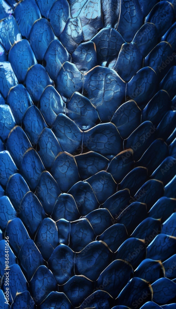 Fototapeta premium Blue snake skin leather texture. Close up reptile background