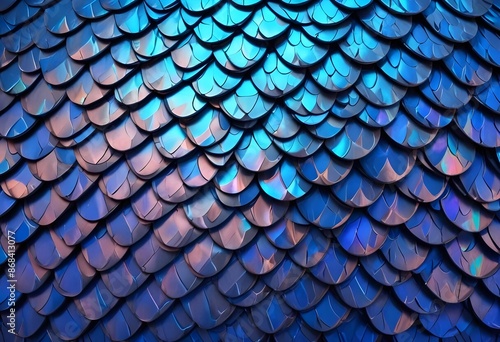 Wallpaper Mural Overlapping blue and gray scales, resembling the texture of a fish or reptile skin, fantasy, blue and purple, shiny, dnd Torontodigital.ca