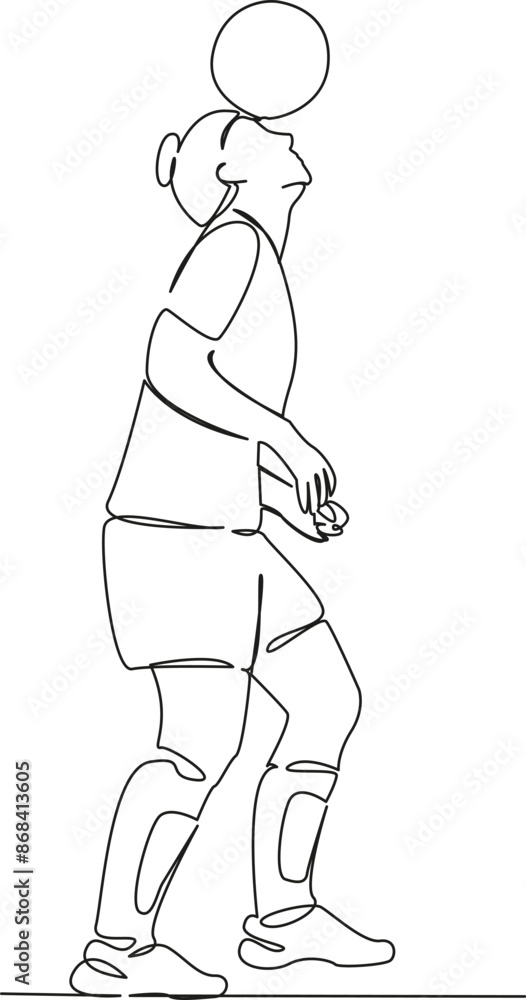 Fototapeta premium girl soccer player hits the ball with her head