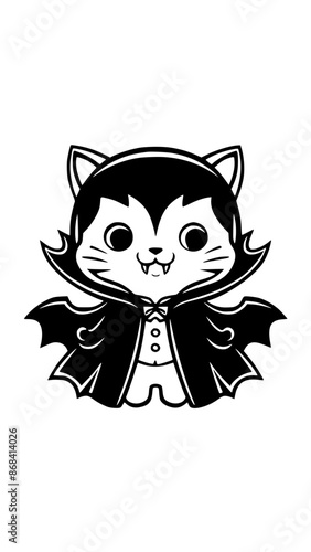 cute cat dracula vampire cartoon Generative AI