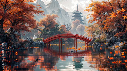 秋の景色(横)  autumn scenery   Generative AI