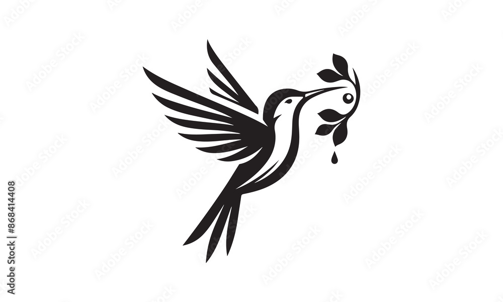Obraz premium Hummingbird Icon Silhouette, Files for Cutting Cricut and Silhouette, Isolated on white background, Calligraphy t shirt design, Hand drawn lettering phrase, card, flyer EPS 10