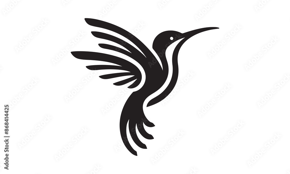 Fototapeta premium Hummingbird Icon Silhouette, Files for Cutting Cricut and Silhouette, Isolated on white background, Calligraphy t shirt design, Hand drawn lettering phrase, card, flyer EPS 10