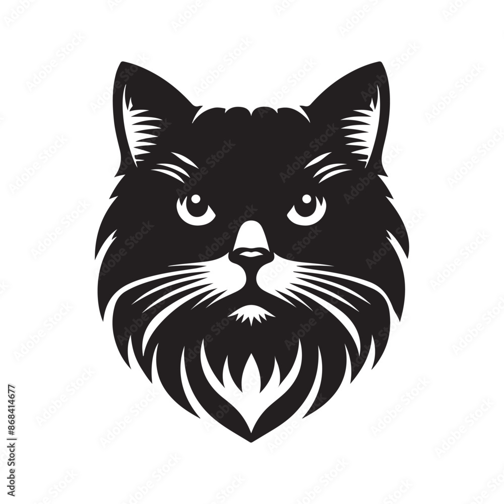 A black and white cute cat had silhouette vector art illustrator with white background A black and white cute cat had silhouette vector art illustrator with white background