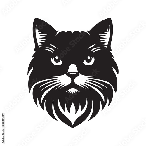 A black and white cute cat had silhouette vector art illustrator with white background