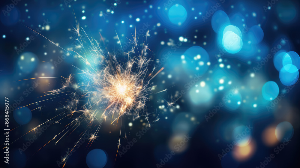 Fototapeta premium generated illustration of beautiful burning sparkler with bokeh light background