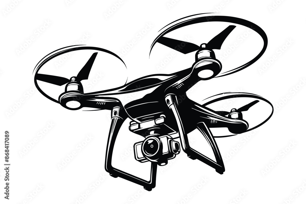 Drone silhouette vector illustration Drone silhouette vector illustration