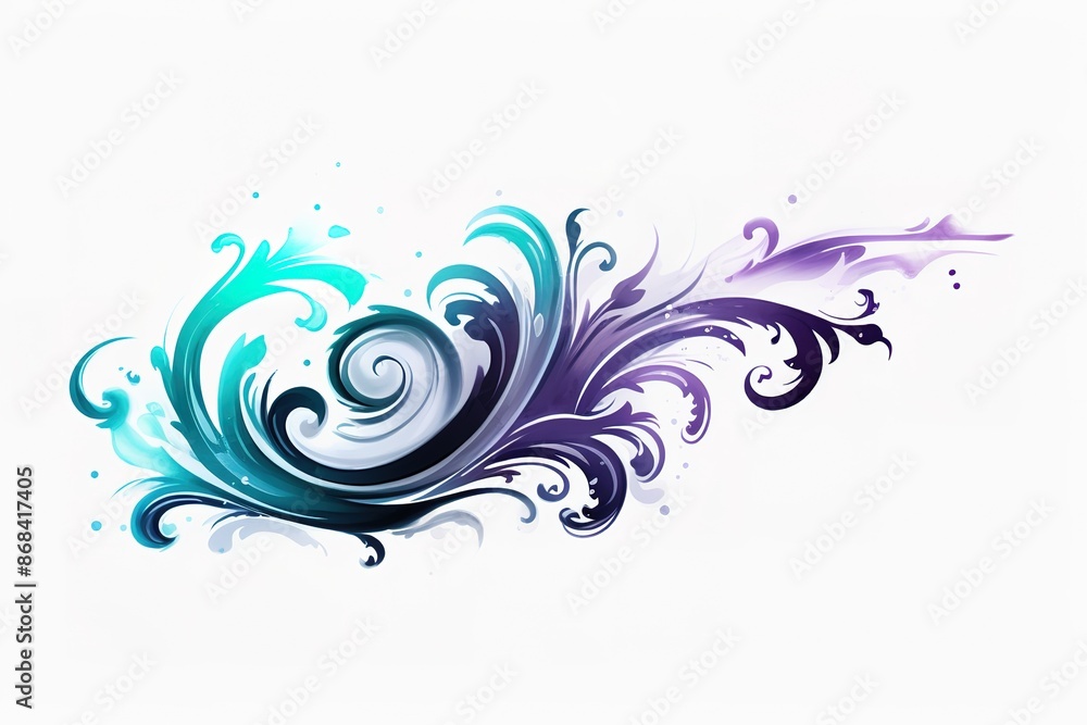 Set of abstract decorative elements. blue wave and stars Set of abstract decorative elements. blue wave and stars