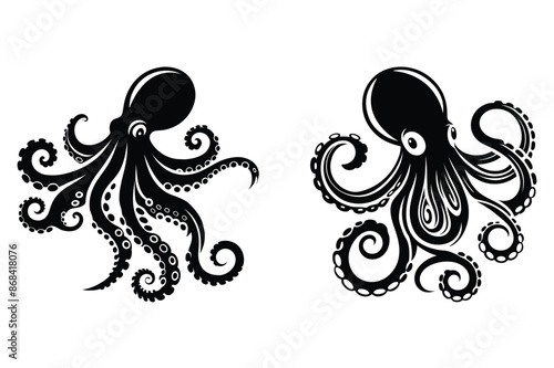 Octopus silhouette vector illustration