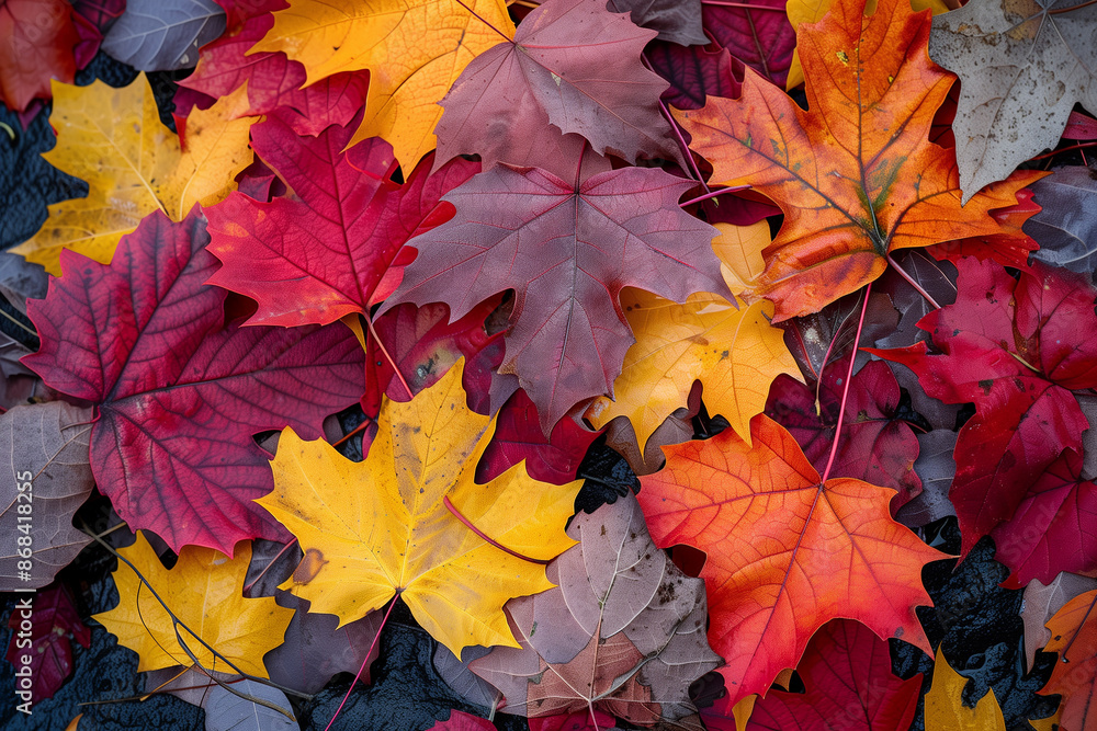Maple leaves on the ground top view Maple leaves on the ground top view