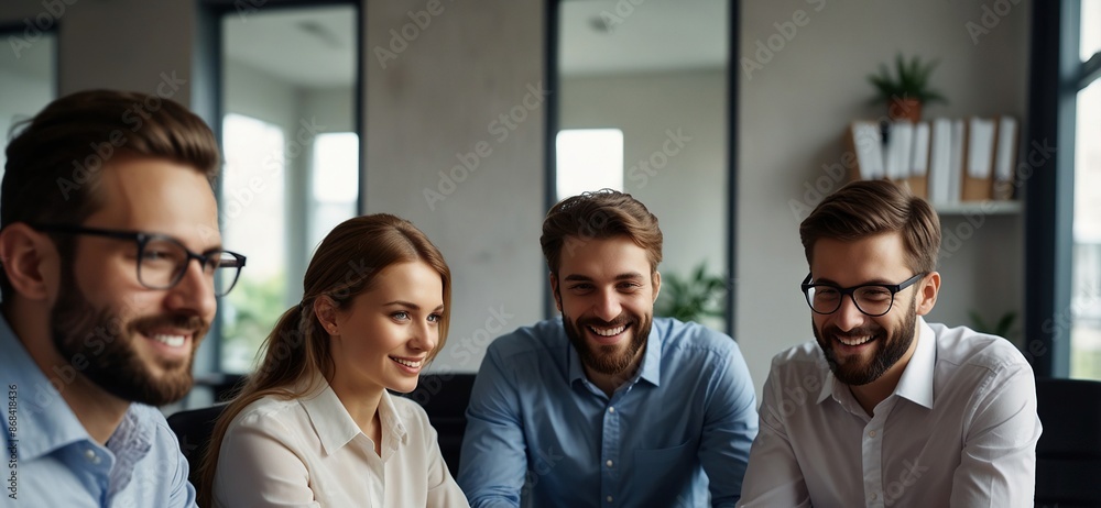 Obraz premium Group of business people and software developers working as a team in office
