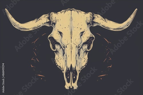 Buffalo Skull Flat Icon, Dead Animal Tribal Totem Symbol, Cow Head Bones Color Illustration