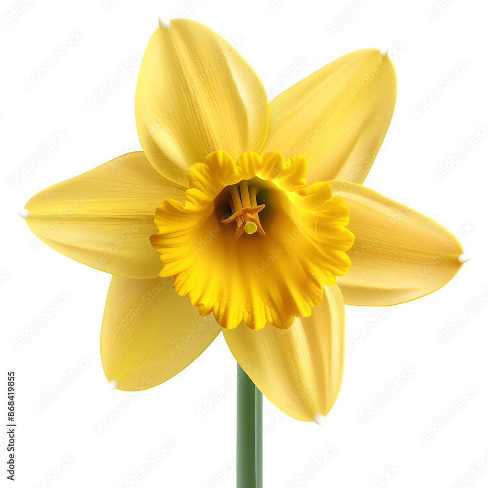 Obraz premium Detailed depiction of a solitary vibrant yellow daffodil against a clean backdrop