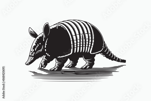 A vector silhouette image adobe illustrator of an armadillo.