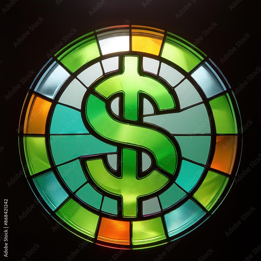 Stained Glass Dollar Sign Window Art Stained Glass Dollar Sign Window Art