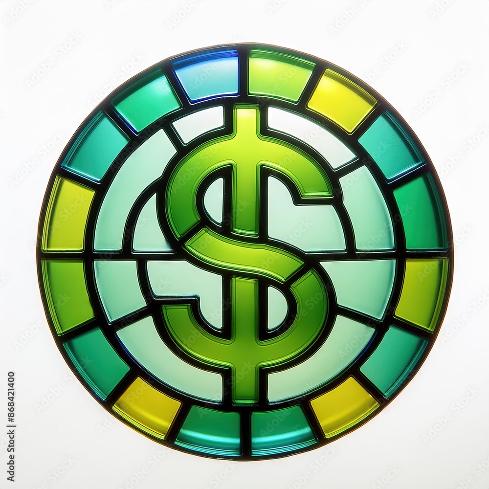 Obraz premium Colorful Stained Glass Featuring Dollar Symbol