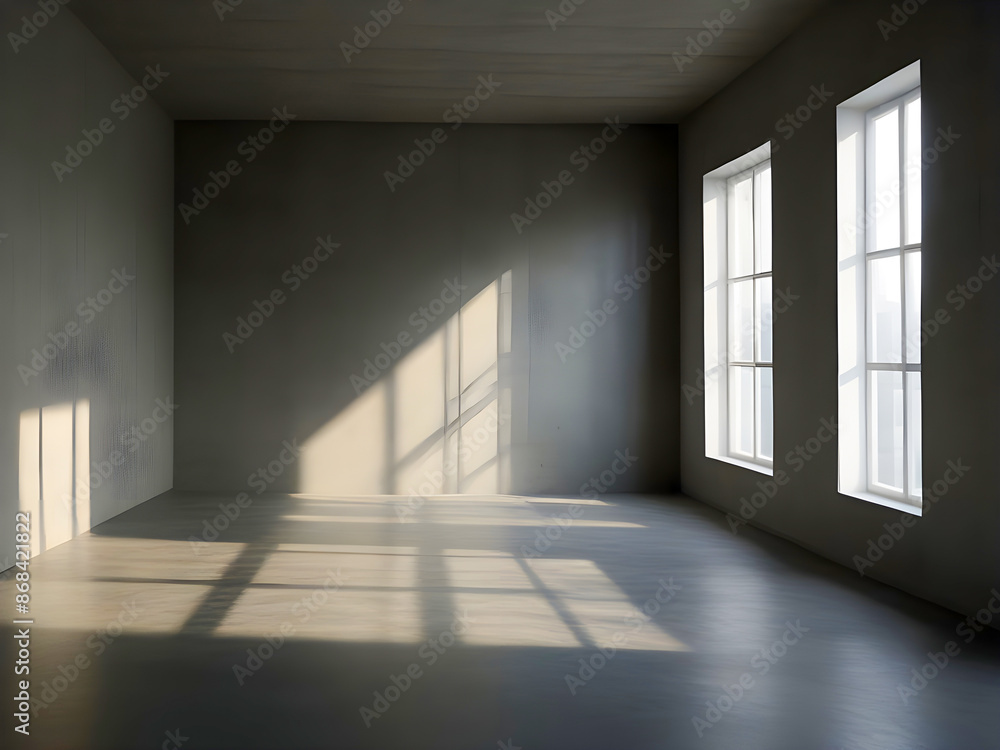 Empty room with white light shadow and grey floor empty room with wall background natural shadow Empty room with white light shadow and grey floor empty room with wall background natural shadow