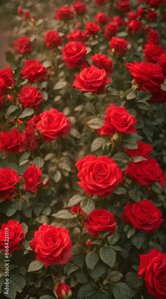 Roses with a bright red color in a beautiful plantation Roses with a bright red color in a beautiful plantation