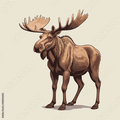 Wallpaper Mural  Detailed Woodland Moose Illustration Torontodigital.ca