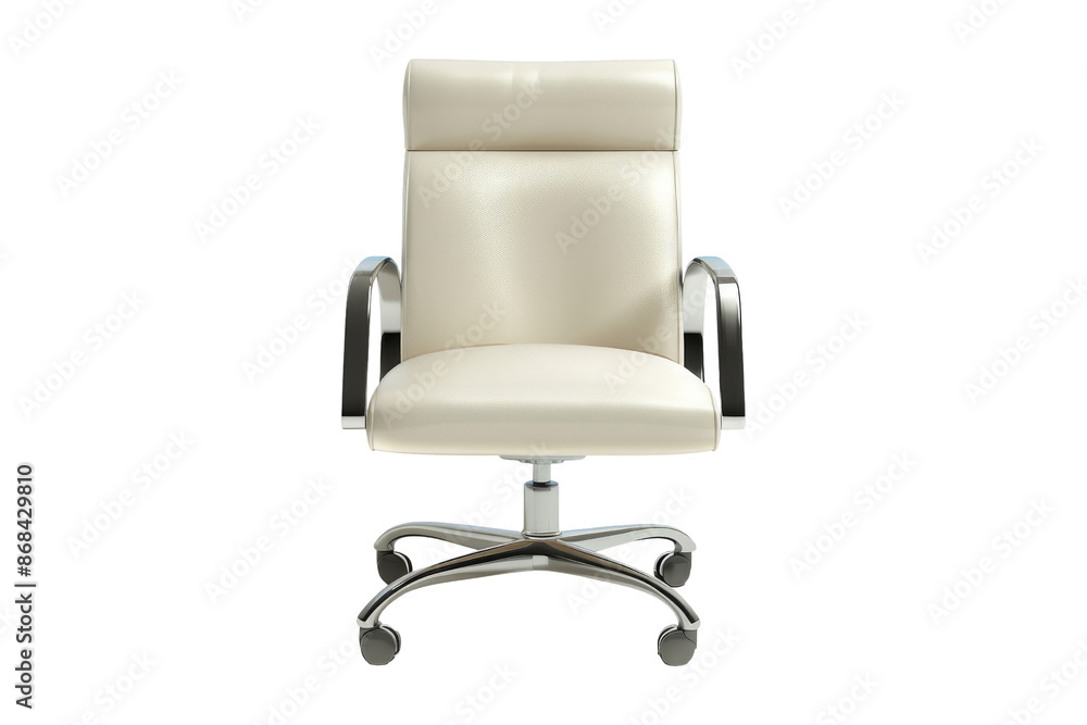 White Leather Office Chair with Chrome Arms and Base White Leather Office Chair with Chrome Arms and Base