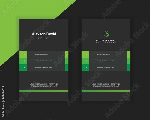 Double sided Natural green color or dark black color unique professional business visiting cards