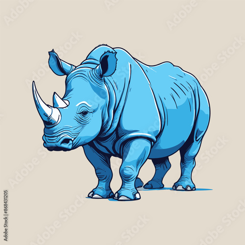 Stylized Blue Rhinoceros Illustration