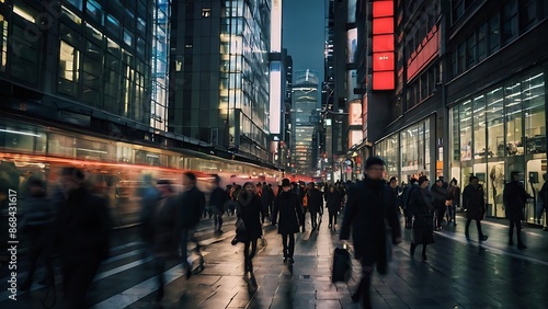Wallpaper Mural Moving crowd of people on a busy city street with long exposure Torontodigital.ca