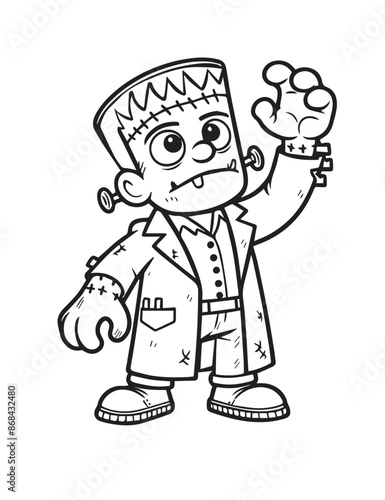 Illustration Coloring draw popular ghost frankenstein black and white version good for kids