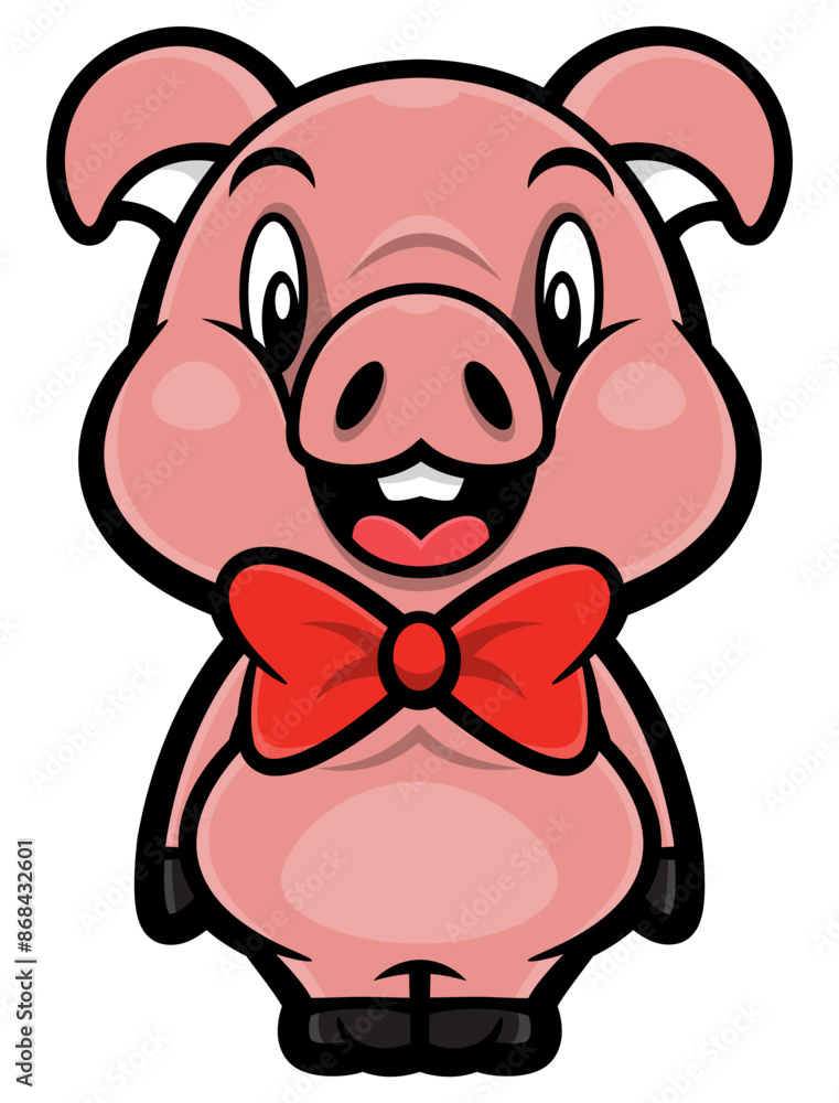 Cute Piglet cartoon characters wearing bowtie and greet. Best for sticker, icon, logo, and mascot with livestock products themes Cute Piglet cartoon characters wearing bowtie and greet. Best for sticker, icon, logo, and mascot with livestock products themes